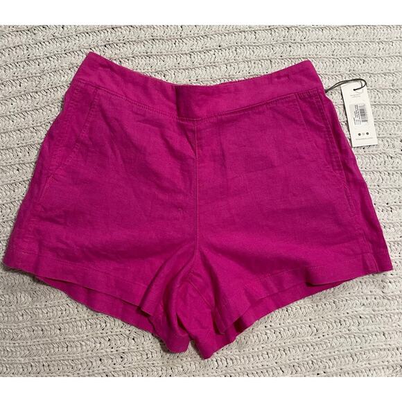 NWT Three Dots Linen Shorts 3.5" Inseam Pull On Womens Medium Pink TD001850 - Picture 1 of 13